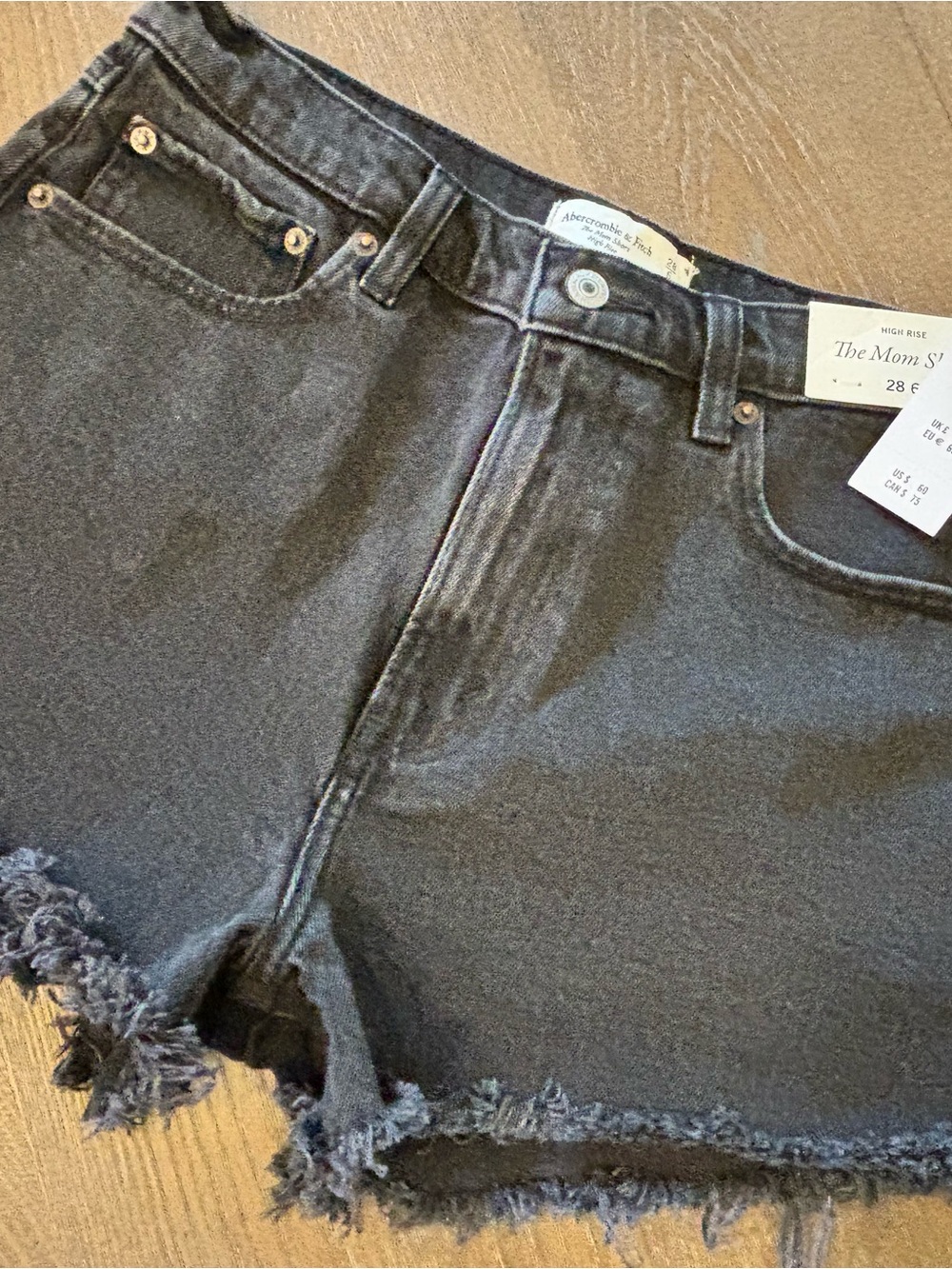 Abercrombie & Fitch Black Frayed Mom Short Jean Shorts
